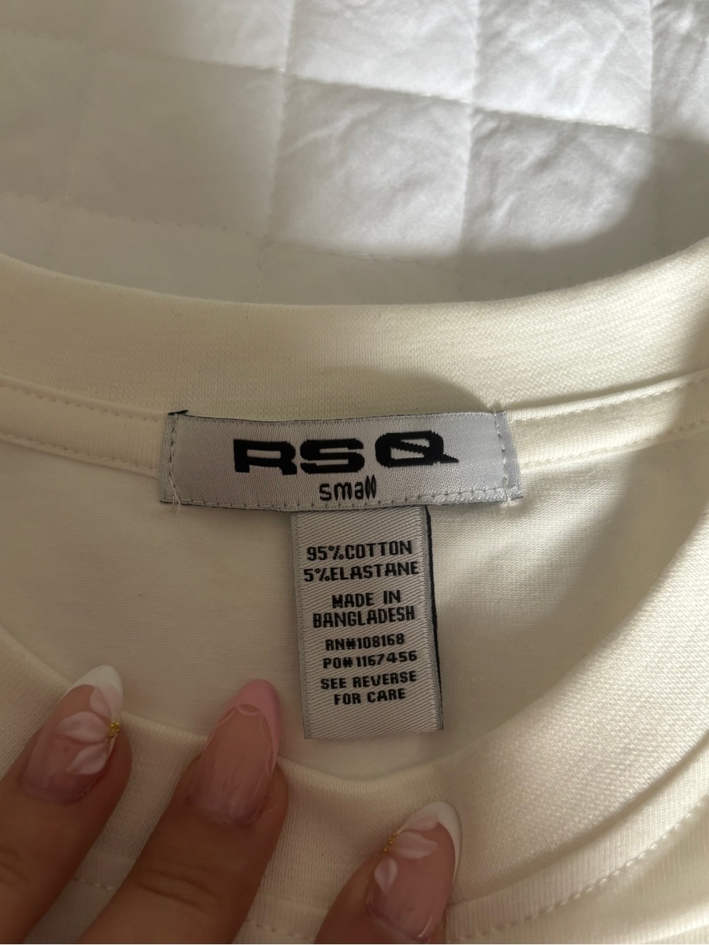RSQ Women's Cream Short Sleeve Crewneck Tee